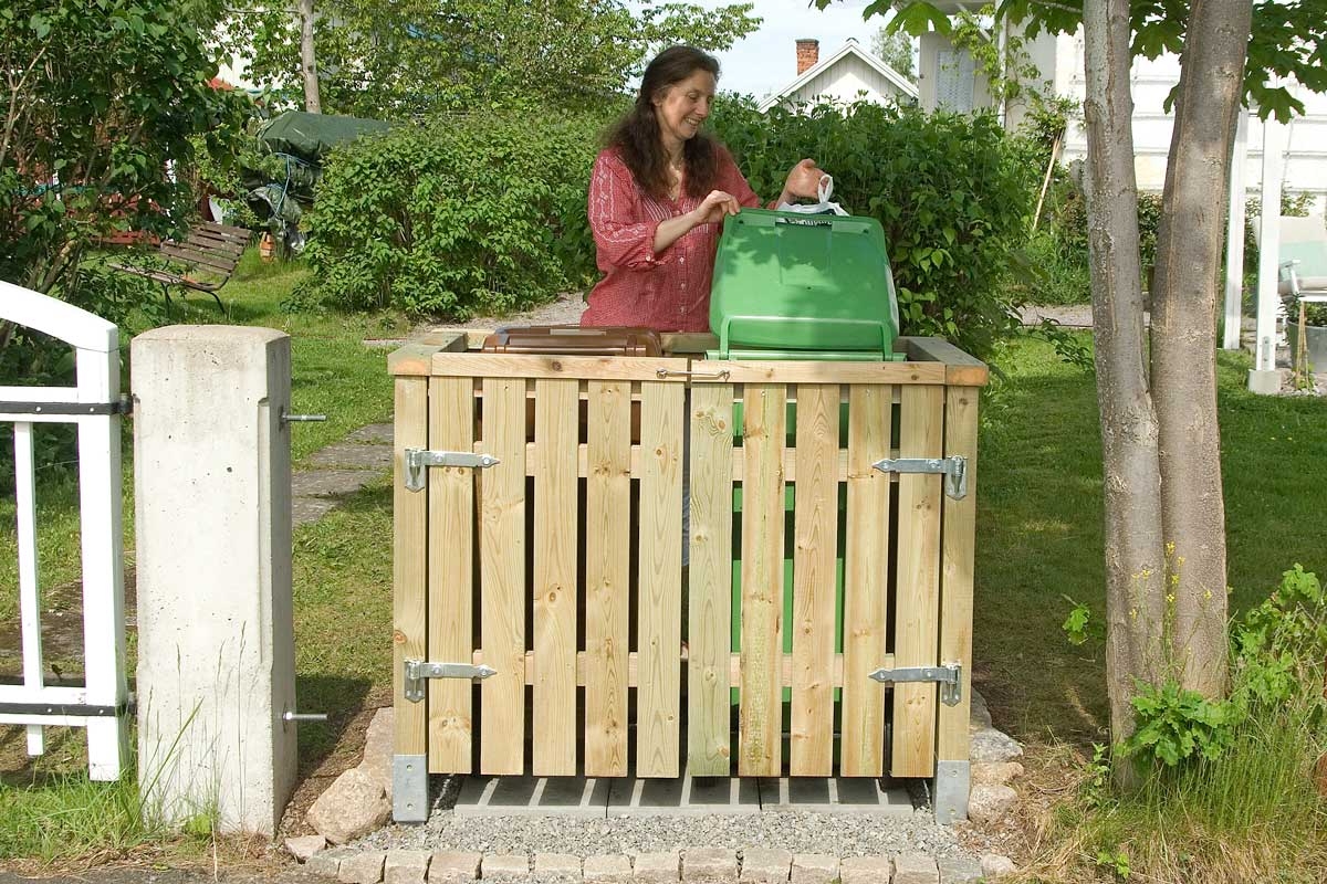 Flot skraldespandsskjuler med låge