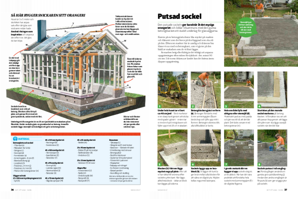 Bygg själv orangeri i trä med putsad sockel