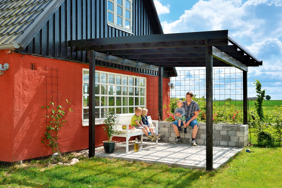 Frittstående takoverbygg på 4 stolper