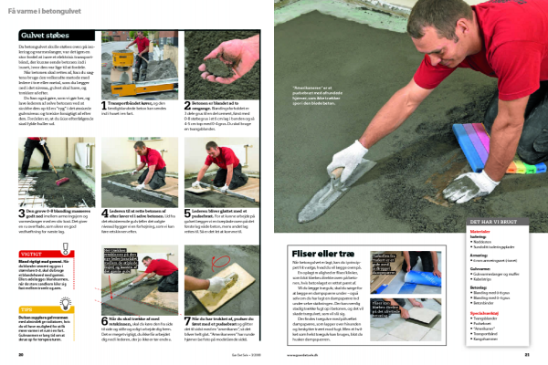 Støbning af betongulv med gulvvarme