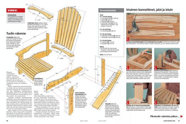 Piirustukset Adirondack-tuoliin