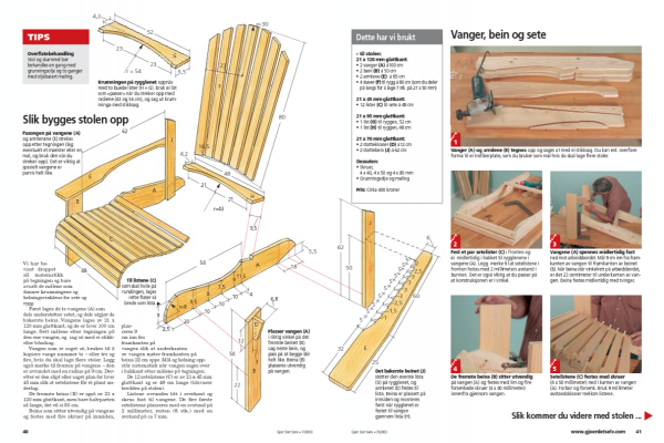 Tegning til Adirondack-stol