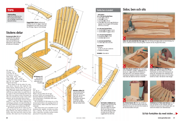 Ritning till Adirondack-stol