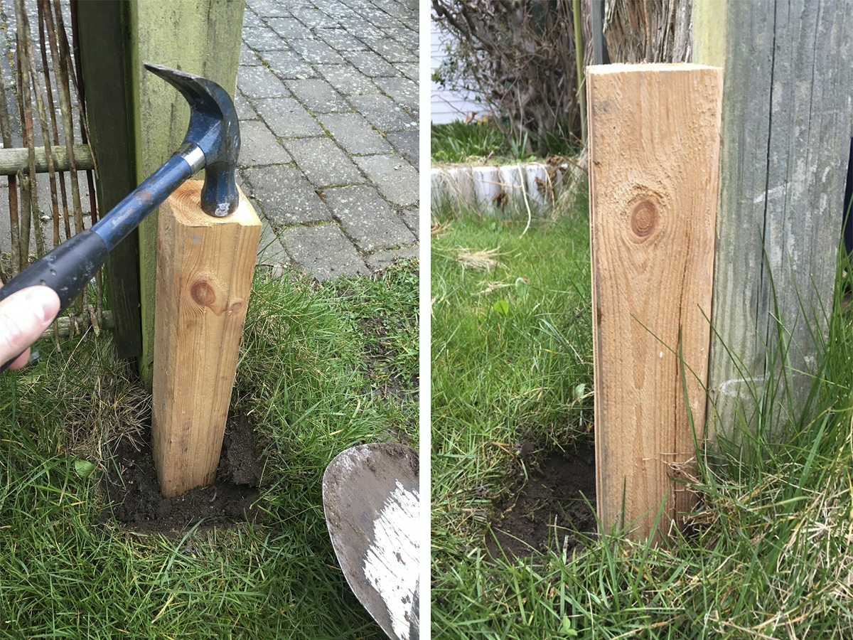 Stolpe stöder staket