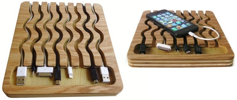 Hold styr på kablerne i denne ladestation med plads til alle familiens mobiltelefoner.