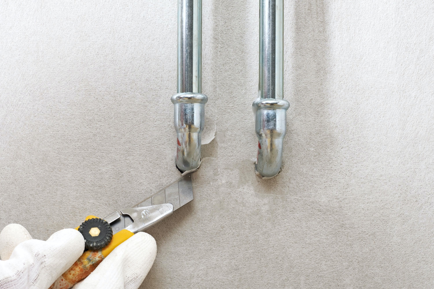 Glasfilt: Skær filten væk