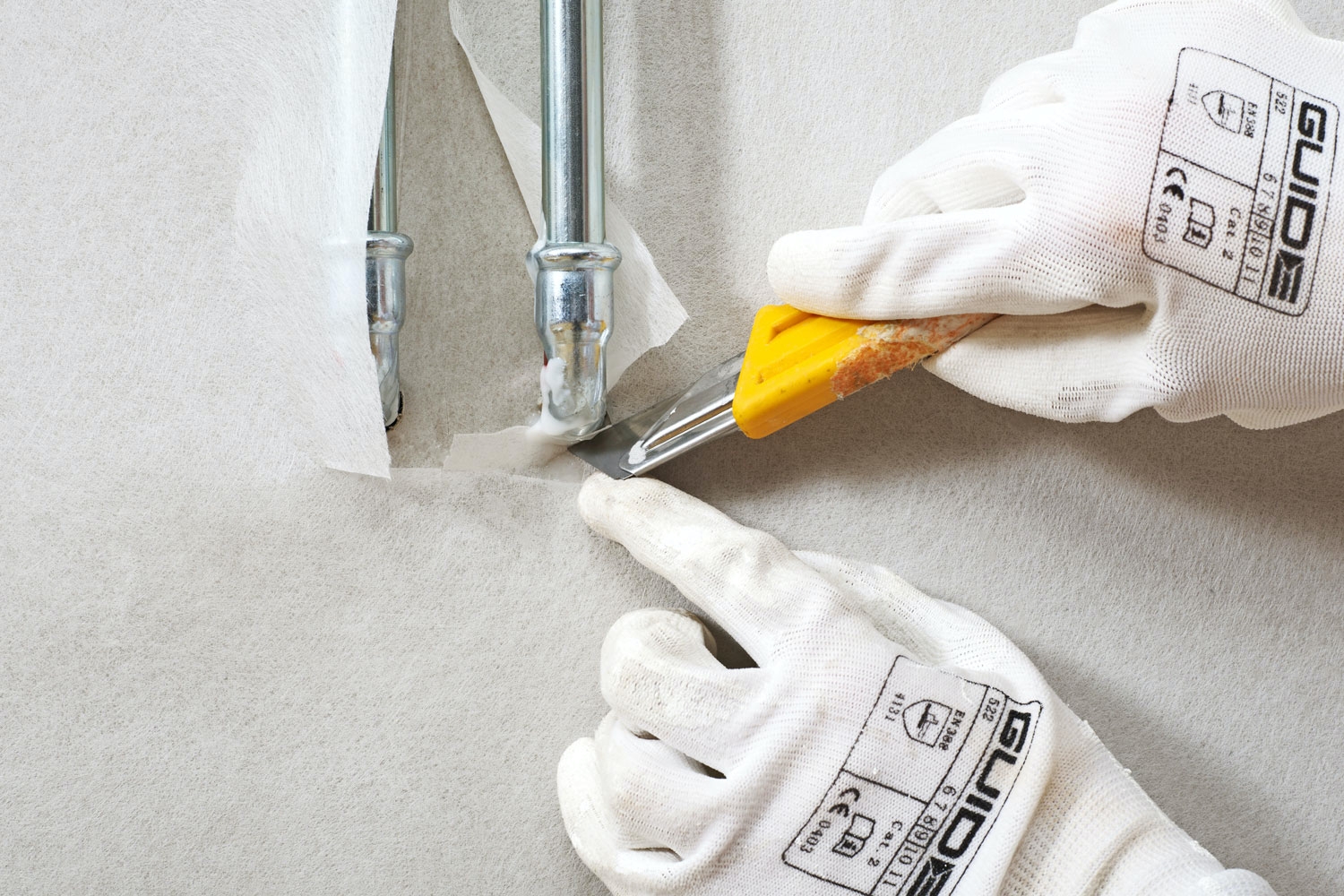 Glasfilt: Skær filten tæt