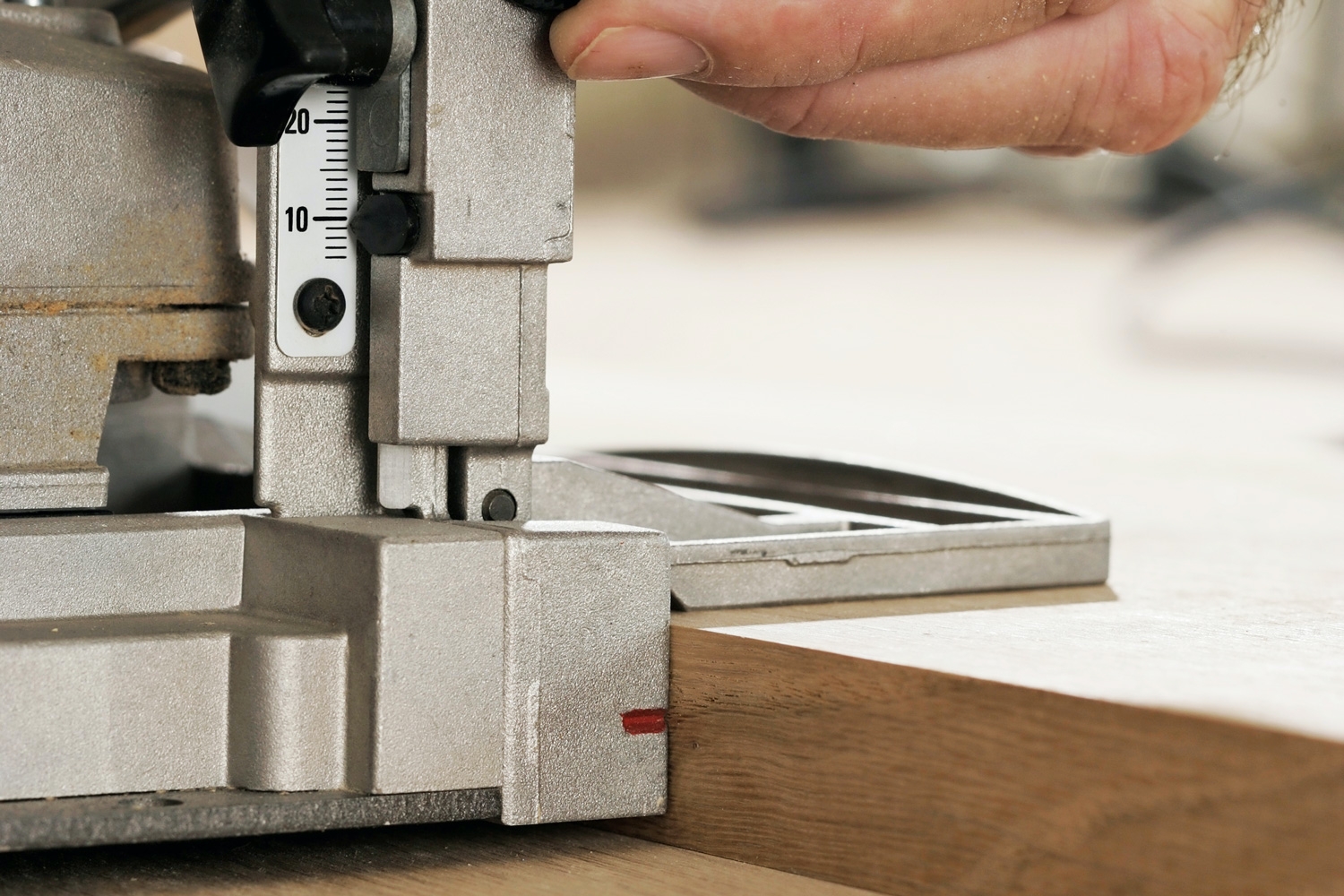 Lamelfræserens grundindstillinger: Fræsehøjde