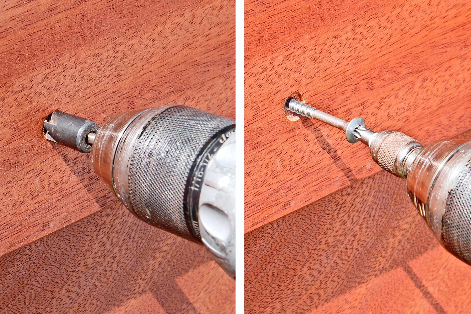 Forsænkning af træskruer i hårdttræ