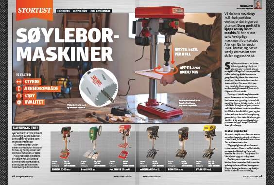 Søyleboremaskin test