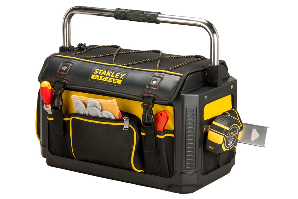 Työkalulaukun sisä- ja ulkopuolella on käteviä säilytystiloja.