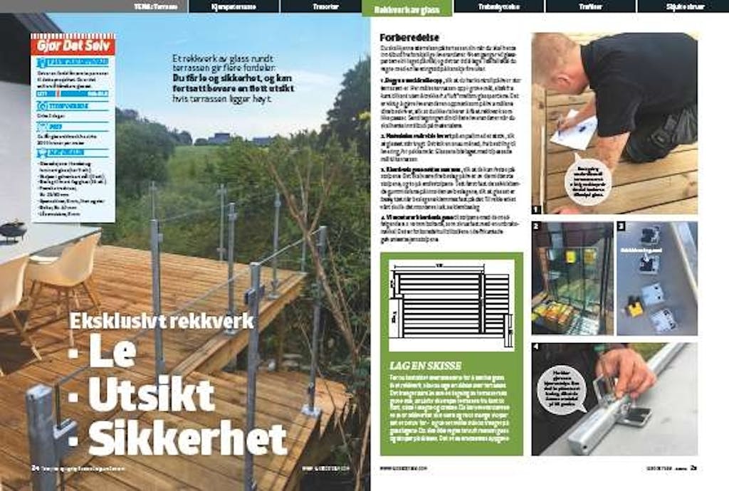 Eksklusivt rekkverk av glass til terrassen | Gjør Det Selv