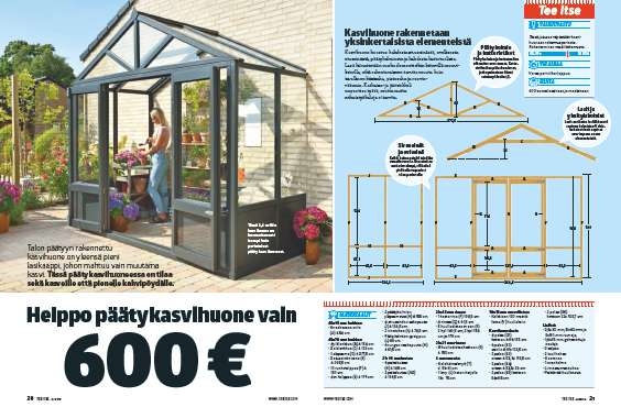 Päätykasvihuoneessa: Helppo päätykasvihuone vain 600 €