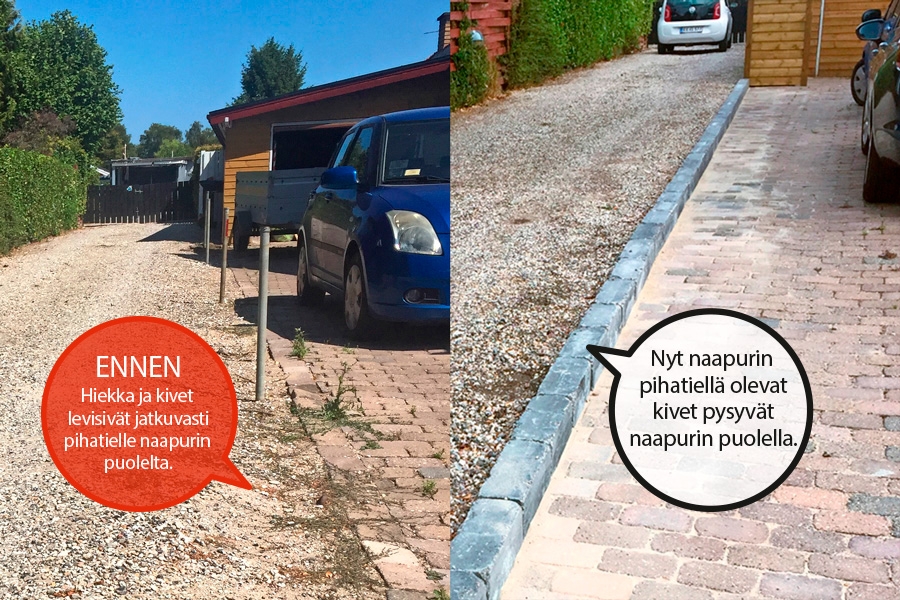 Reunakivet: Näin pidät soran naapurin puolella