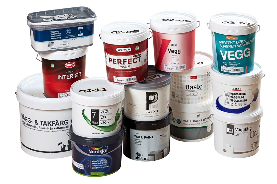 De 14 veggmalingene vi hadde med i testen