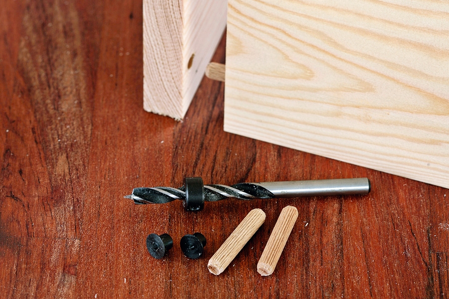 Samling med dyvelmarkørsæt: træbor med indstilleligt dybdestop