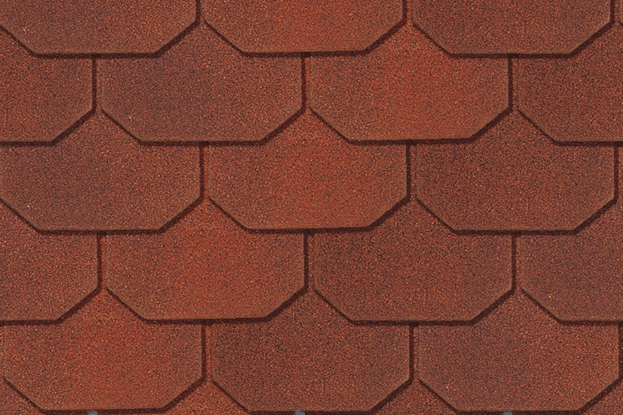 Farver og typer af tagpap shingles: Tagpap shingles med skiffersten.