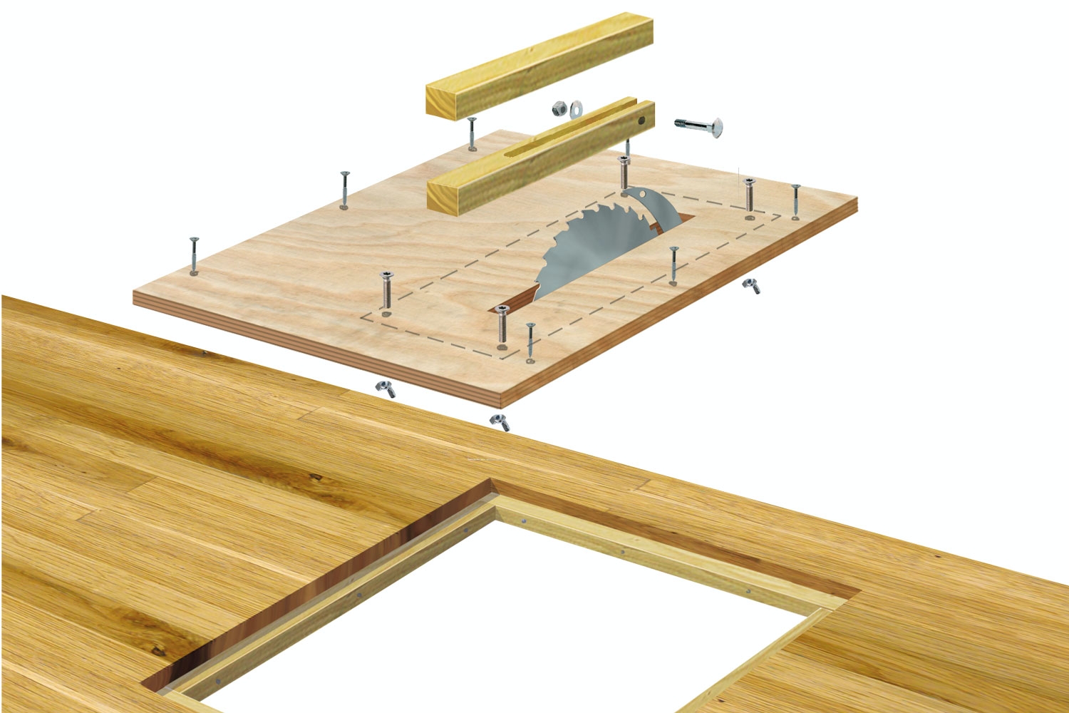 Sagblad: Bruk sirkelsagen som bordsirkelsag