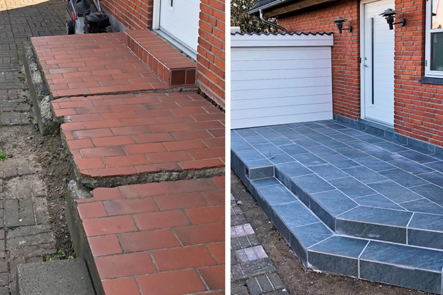 Støbt trappe med fald