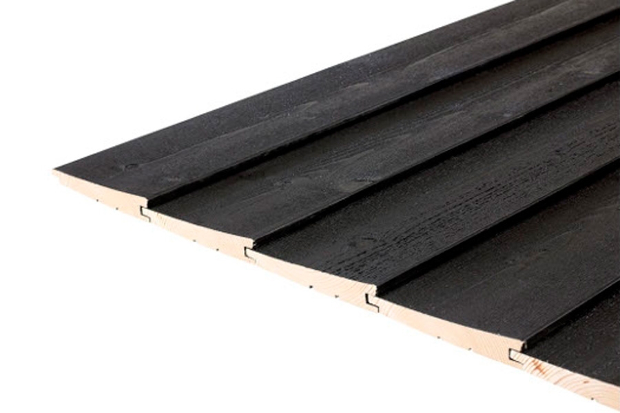 Weatherboard: Weatherboard er skråskåret og føyes sammen i en fals eller en not, som her.