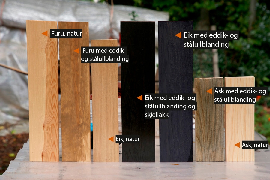 Patiner tre med eddik og stålull