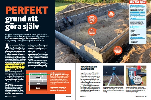 Gjuten grundmur med betong och lecablock