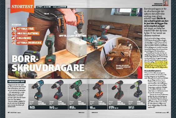 Borrskruvdragare test