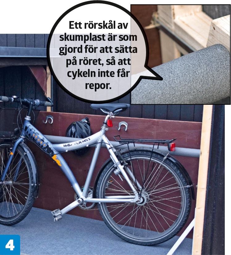 Bygga Cykelgarage: Vagnen byggs och ställs in i garaget