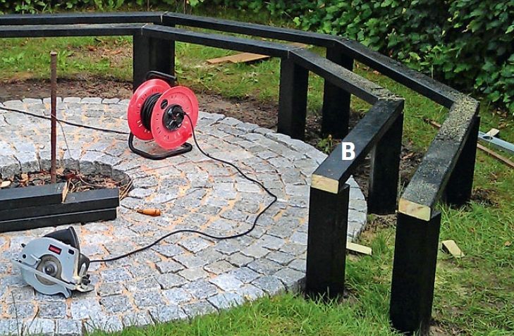 Bænk til bålsted i haven