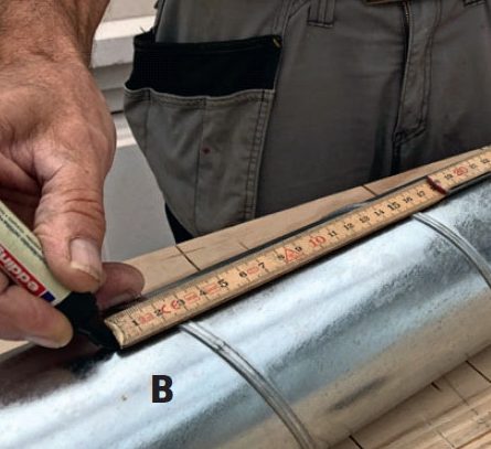 Markera måttet för hur långt röret till värmeflyttare ska vara