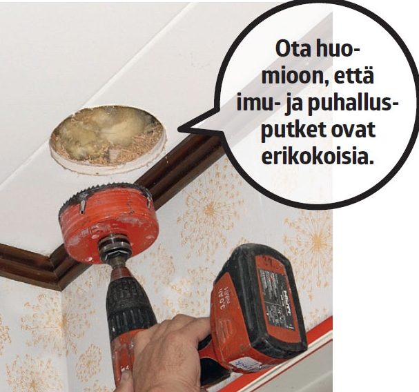 Poraa reikä sopivalla reikä sahalla