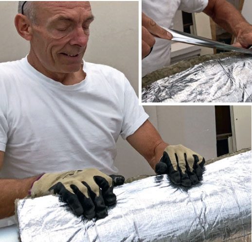 Taittele eristeet putkien ympärille ja teippaa eristeet yhteen alumiiniteipillä