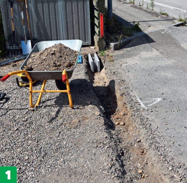 Skjutport: Gräv ur för gjutrännan.