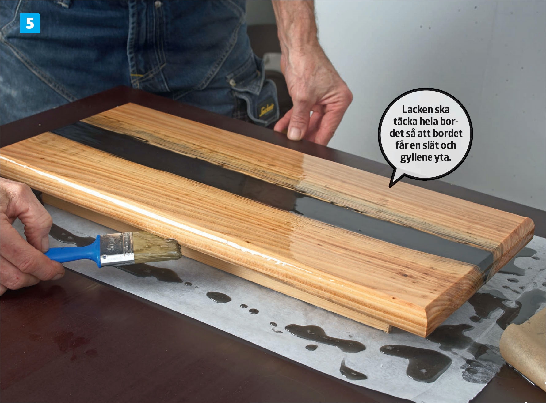 Epoxy resin: Låt ”lacken” flyta ut och droppa av på bakplåtspappret.