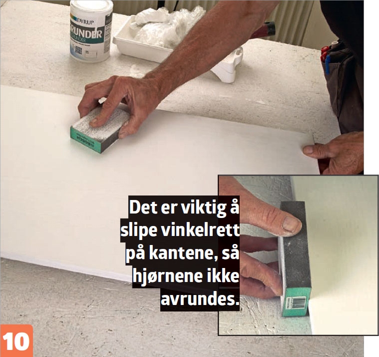 Male kjøkkenfronter: Slip overflate og kanter når grunningen er helt tørr.