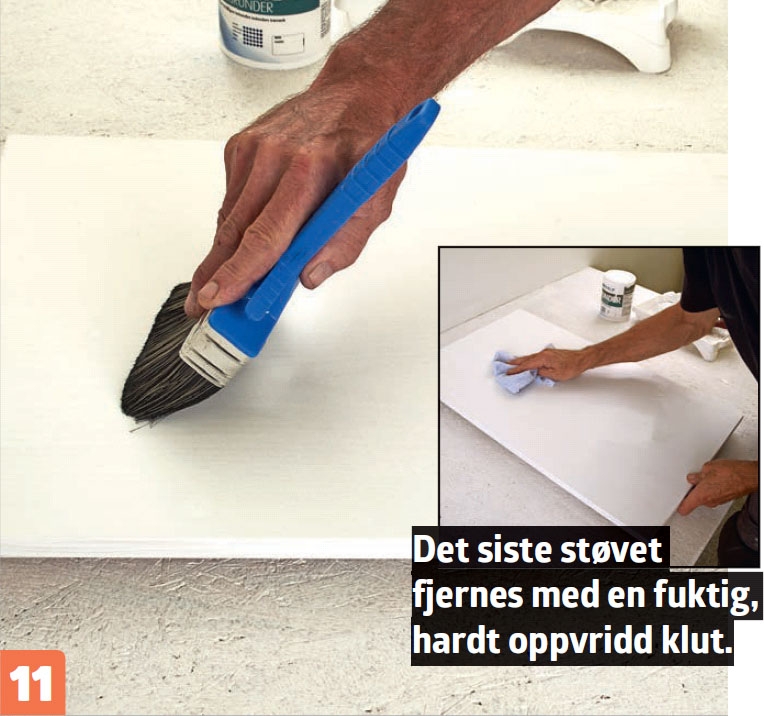 Male kjøkkenfronter: Hver gang du har slipt, børstes det fine slipestøvet av flatene.