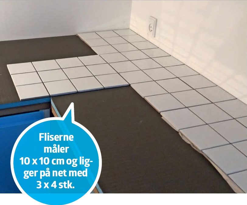 Fliser på køkkenbordplade