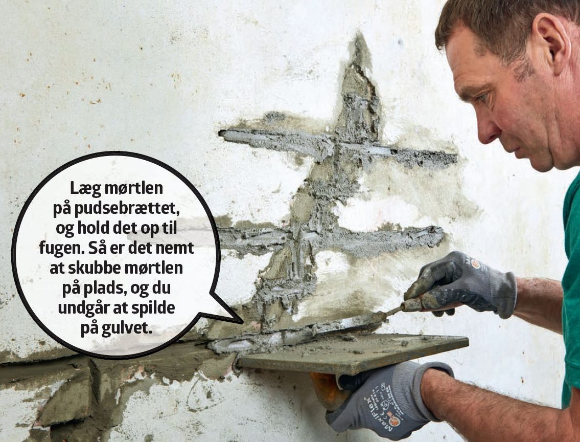Reparation af sætningsskader: Fyld fugerne helt op med mørtel