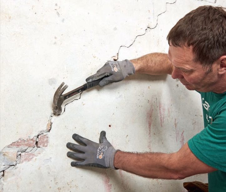 Setningsskader: Pussen slås av ved setningssprekken