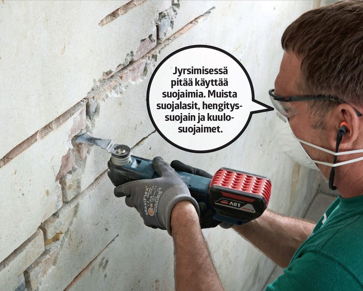 Halkeama seinässä: Poista laasti myös lyhyistä vaakasamoista