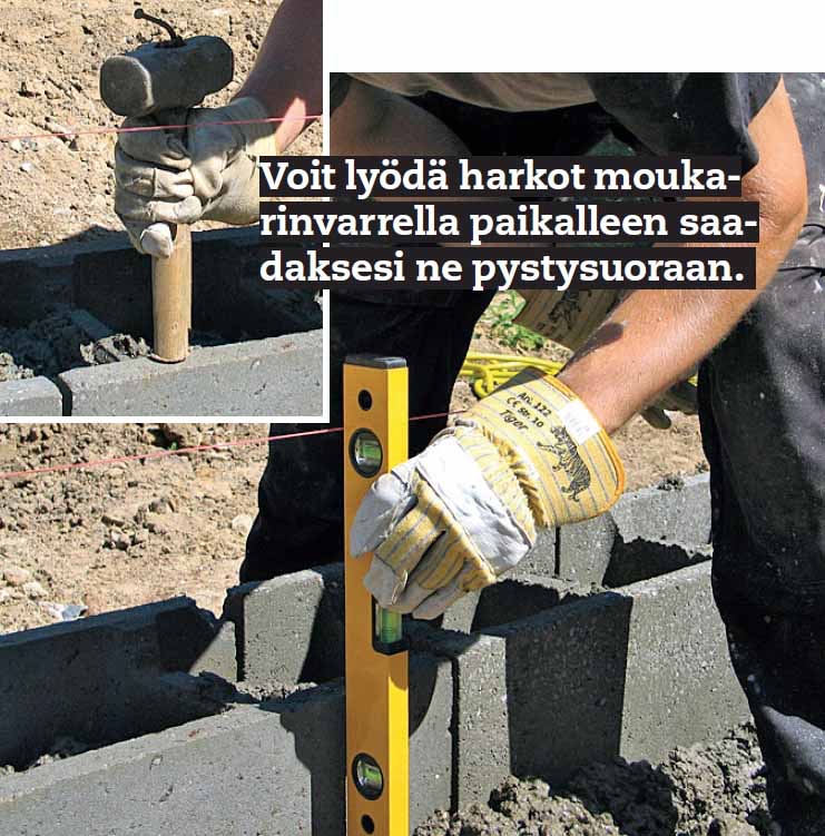 Autotallin perustukset: Aiomme valaa betonia anturaharkkojen päälle