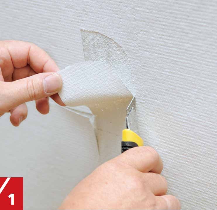 Lasikuitutapetin irronneen palan poistaminen