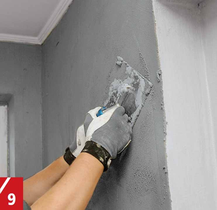 Uuden laasti kerroksen levittäminen lasikuitutapetin päälle