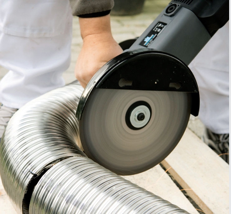 Braskassett: Kapa flexröret med vinkelslip