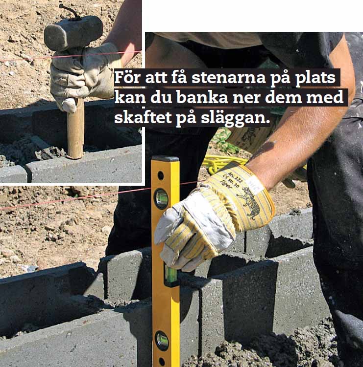 Gjuta platta garage: Här har vi planerat att gjuta ovanpå fundablocken
