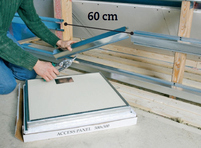 Udnyttelse af loftrum: I skunkvæggen skal her monteres en inspektionslem