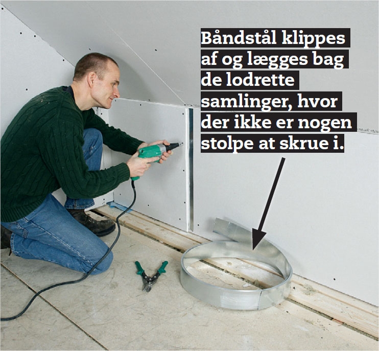 Udnyttelse af loftrum: Monter andet lag gipsplader på skunkvæggen
