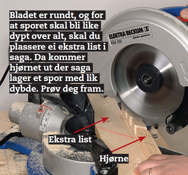 Sag spor i hjørnelistene til varmepumpehus på ramma