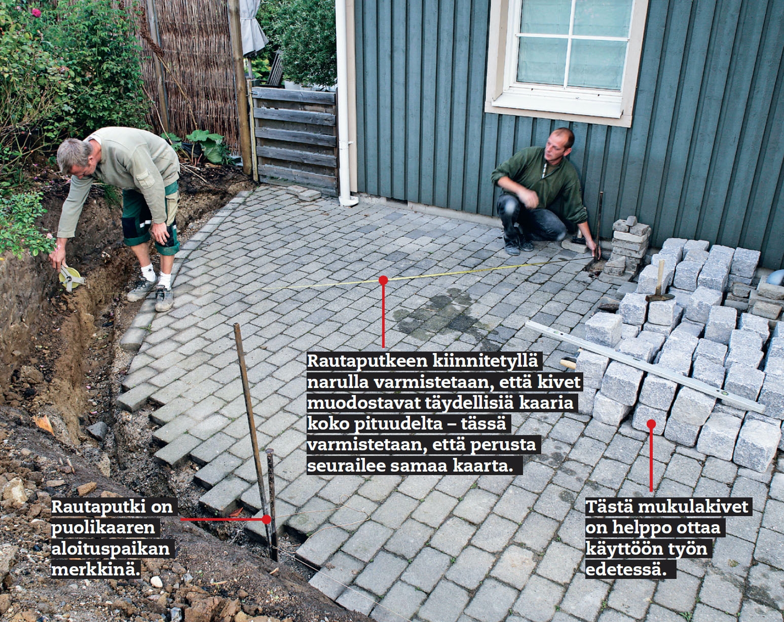 Pyöreä pihakivi: Mukulakivien saumaus