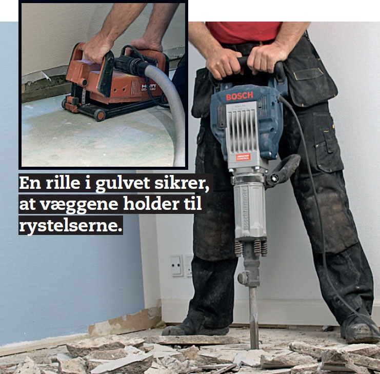 Gulvvarme beton: Hug betonen af i små stykker